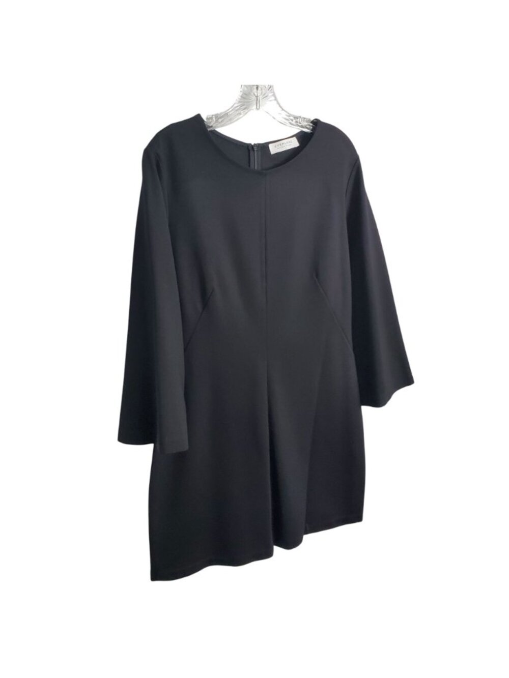 Everlane Size 14 Dress Ponte Knit The Long Sleeve Shift Minimalist Capsule Black - Picture 2 of 10